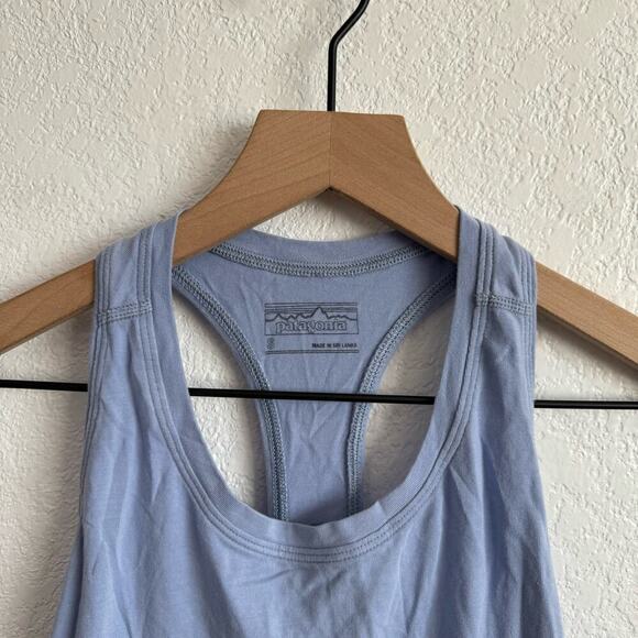 Patagonia Arnica High Neck Racerback Keyhole Tank Top Light Current Blue Small - Picture 4 of 10